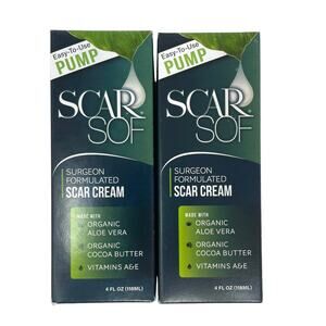 Scar Sof Surgeon Formulated Scar Cream 4 Fl Oz Pump 2-Boxes NEW IN BOX-USA